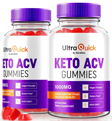 [BRSRAFQ2CR6B6ADZ] NutraRize (2 Pack) Ultra Quick Keto ACV Gummies, UltraQuick Keto+ACV Weight Loss Support, Premium Keto Plus ACV Formula, Natural Apple Cider Vinegar, Official Gomitas Reviews (120 Gummies)