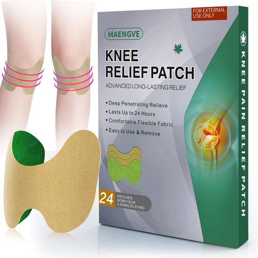 [BRSRMZAPPICAMDLL] Knee Pain Relief Patch 24 Count - Warming Herbal Knee Patches with Mugwort, Capsaicin & Menthol - 12 Hour Long Lasting Knee Support for Bone on Bone, Joint Pain, Muscle Soreness