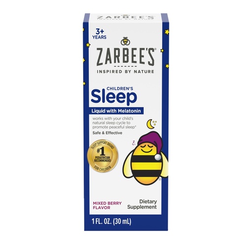 [BRSWG2YFOQHW2YDZ] Zarbee's Kids Melatonin Sleep Supplement Liquid, 1mg Melatonin, Drug-Free & Effective, Easy to Take Natural Berry Flavor for Kids Ages 3 and Up, 1 Fl Oz Bottle