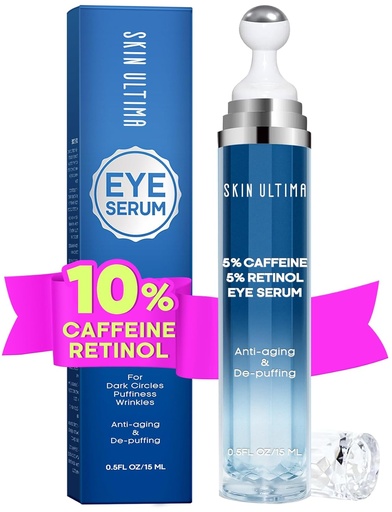 [BRSROAYEOJ6W2YLD] 5% Caffeine 5% Retinol Eye Cream for Dark Circles, Puffiness and Bags, Hyaluronic Acid and Niacinamide Under Eye Cream Anti Aging, Eye Serum for Fine Lines, 360° Eye Massage Ball Roller