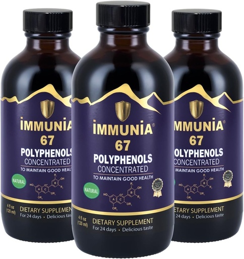 [BRSWYBAHCV4GCHI6] Immunia 67 Polyfenolit - Elderberry konsentraatti ja antioksidantti hedelmät. Premium Antioksidantti täydennysosa 67 polyfenolit (antosyaanit, Quercetin, Resveratrol, jne.) 24 päivän toimitus per pullo (3-pakkaus)