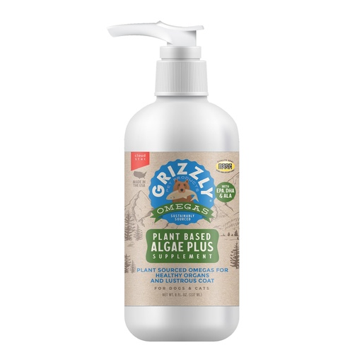 [BRSWYAT3PIDWYF3V] Grizzly Pet Products Algal Plus Omega 3-6-9 Food Supplement for Dogs and Cats, 8 Ounce Bottle
