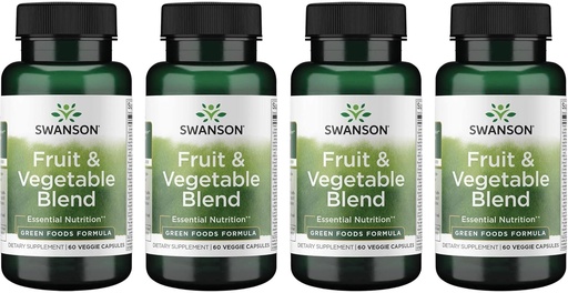 [BRSWGFD3BECRSFLV] Swanson Frugt & Vegetabilske Blend - Natural Blend of Over 25 Fruit and Veggies Levering Essential Nutrients - Powerful Green Foods Veggie Supplement - (60 Veggie Capsules) 4 Pack