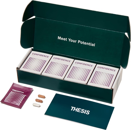 [BRSRAHD2OR7A4G3D] Thesis Confidence - Nootropic Brain Support Supplement - Soothe Nerves & Promotes Emotional Well-Being - Ashwagandha, Saffron, L-Theanine & More - 24 Servings - 1 Month Supply