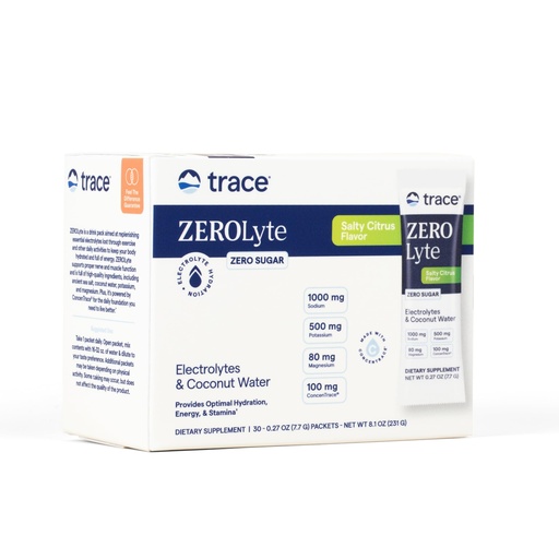 [BRSRMCQKBB5WA2TZ] Trace Minerals ZeroLyte Salty Citrus Flavor - Sugar Free Electrolyte Drink Mix - Supports Hydration, Energy, Stamina - Ancient Sea Salt, Full Spectrum Minerals, Coconut Water - 30 Packets