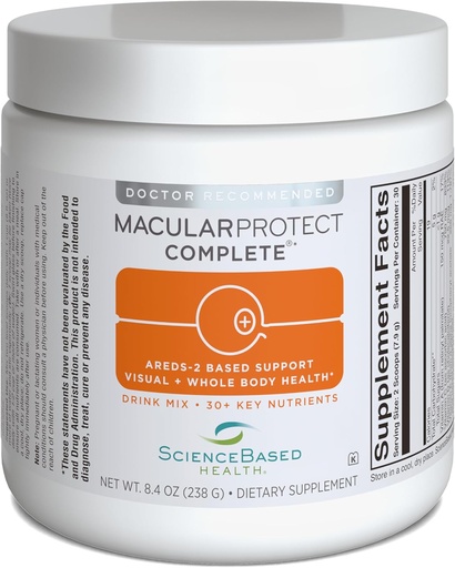 [BRSRMYYTOEBRQFLA] MacularProtection Complete Drink - AREDS 2 Eye Health Suplement + Whole Body Multivitamin - 30 + Key Nutrients with Lutein & Lanthin - Orange Flavor - 30 Day Suppply