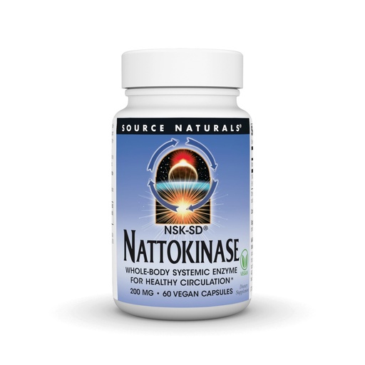 [BRSROGQ6BV7WGCQ7] Source Naturals NSK-SD, Nattokinase, Vegetarian Friendly, Whole Body Systemic Enzyme for Healthy Circulation*, 200 mg - 60 Vegetarian Capsules