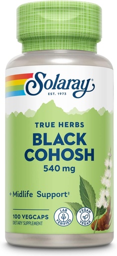 [BRSWIYT3OMAQ2CI7] SOLARAY Black Cohosh 540 mg | Womens Health & Menopause Support Supplement | Whole Root | Non-GMO, Vegan & Lab Verified | 100 VegCaps