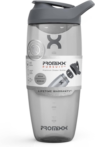 [BRSRMHD3O54AGDL6] Promixx Pursuit Protein Shaker Bottle (32 oz) – Silent No-Ball Mixer, Leak-Proof Lid, BPA/BPS & Phthalate-Free ECOZEN – Easy-Clean Shaker Cup for Protein Shakes, Pre & Post-Workout Smoothies