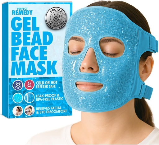 [BRSRMAYEAUCROHL2] Perfect Remedy Face Ice Pack, Reusable Hot & Cold Ice Face Mask, Gel Compress for Helping with Puffy Eyes and aiding in Conditions of Swelling, Facial Spa Cooling Mask for Women and Men (Blue)