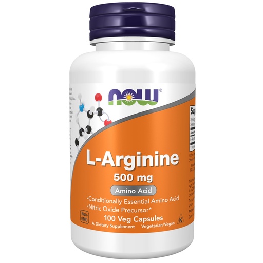 [BRSWIYQDOUGQ2E3C] NOW Foods Supplements, L-Arginine 500 mg, Nitric Oxide Precursor*, Amino Acid, 100 Veg Capsules