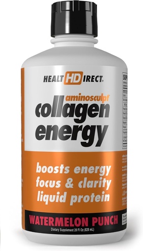 [BRSROBDQCAFRMAL4] HEALTH DIRECT - AminoSculpt Collagen Energy - Liquid Collagen for Hydration, Circulation, and Energy - Vitamin B12, Electrolytes, L-Citrulline, Capros Amla - Watermelon Punch - 28 Fl Oz (28 Servings)