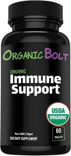 [BRSRMY35BB6RQ3DV] USDA Organic Immune Support Supplement, High Potency 7-in-1 Immunity Booster Tablets with Vitamin C, Elderberry, Ginger, Moringa Leaf Powder, Garlic & More - Vegan & Non-GMO, 20 Servings
