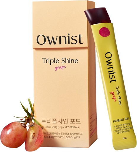 [BRSRAEAFO4BBOYIY] Owenist Triple Shine Grape Jelly On-The-Go - Цели тъмни петна и оцветяване на кожата, Съдържа BelightTM, Витамини B, C - 14 Stick Packs