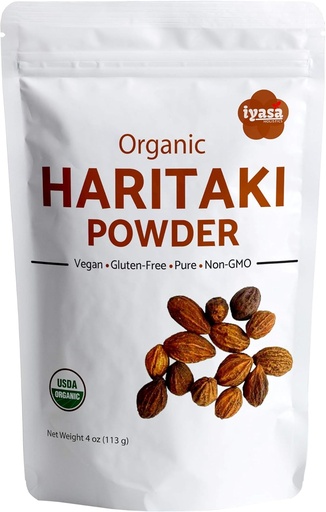 [BRSWYZIKAQIQEAD5] Iyasa Holistics Organic Haritaki Powder, Harde, Harad, Terminalia chebula, Kadakapudi, Ayurveda herb for Digestion, Gas Relief, Healthy Bowel Function, superfood, Resealable Pouch of 4 oz
