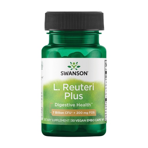 [BRSWIHYRDIMWIDLA] Swanson L. Reuteri Probiotic Plus with L. Rhamnosus, L. Acidophilus & FOS Prebiotic for Gut-Health-Conscious Adults - 7 Billion CFU (30 Vegan Capsules)