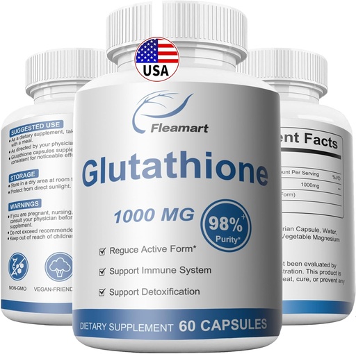 [BRSROCTYBZ4BMAY6] Glutathione Supplement 98%+ Highly Purified and Bioavailable - Skin Care & Detoxification L-Glutathione 1000mg Immune & Liver Support - Made in The USA 60 Capsules