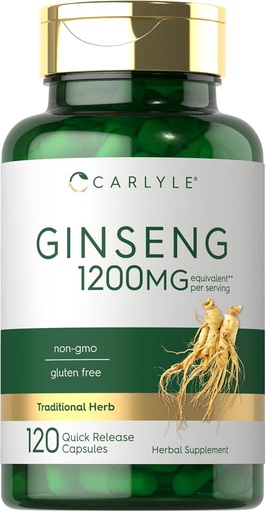 [BRSRO23YBMAWMF3B] Carlyle Ginseng Extract Supplement | 120 Capsules | 1200mg | Pills for Men & Women | Non-GMO and Gluten Free