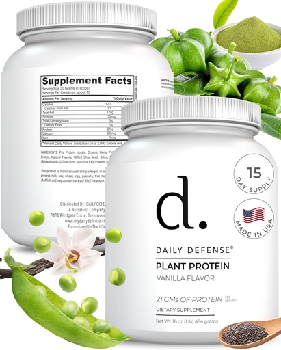 [BRSRAGQFOF5B6G35] Vanilla Protein Powder - 454g of Plant-Based Protein with 21g of Vegan Protein per Scoop - 15 Servings of Low Sugar Protein Powder for Women & Men