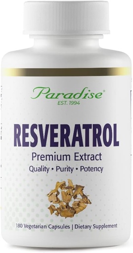 [BRSWIYL4CEFQ2G3C] Paradise Herbs Resveratrol, Antioxidant, Super Potent, Ultra Pure, Веган, Non Gluten Free, 180 Вегетариански капсули