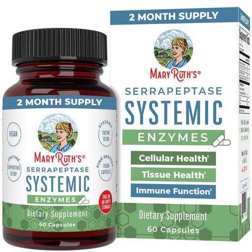 [BRSWGAQHB56BAAI7] MaryRuth Organics Serrapeptase Enzymes Capsules | Up to 2 Month Supply | Enzyme Supplement for High Potency Sinus Relief Pills| Tissue Health and Cellular Health | Vegan | Gluten Free | 60 Count