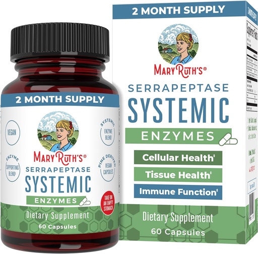 [BRSWGAQHB56BAAI7] MaryRuth Organics Serrapeptase Enzymes Capsules TENIDO Hasta 2 Mes de Suministro Silencioso Suplemento para Alta Potencia Sinus Relief Pills Tortura Tissue Health and Cellular Health TEN Vegan ANTE Gluten Free TEN 60 Conde