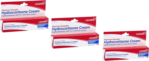 [BRSROATROF4BMALF] Leader Crème hydrocortisone, Lotion anti-démangeaison pour le psoriasis, Résistance maximale, Crème anti-démangeaison instantanée pour les morses de moustiques, l'eczéma, la dermatite, les infections de la peau et les hémorroïdes, 1 oz (3)
