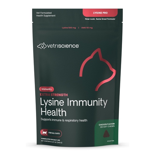 [BRSWKHYTO4BBQ3A3] VETRISCIENCE Extra Strength Lysine Immunity Health Chews - Immunity Supplement for Cats of All Ages - Supports Immune Function, Eye Health & Cardiovascular Function - 120 Count