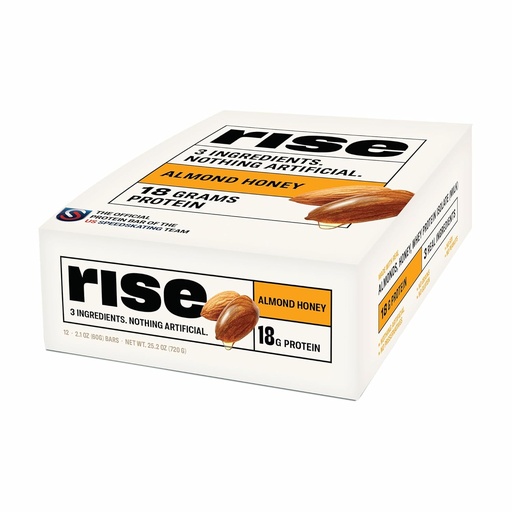 [BRSWIZQROECRYYDU] Rise Breakfast Whey Protein Bars Almond Honey, 18g Protein, 2.01 oz (12 Pack)