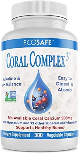 [BRSWIZYGC56GYCT4] Coral Complex 3 - Coral Calcium 900 mg with Vitamin D3 1200 IU and Magnesium168 mg - 300 Vegetarian Capsules
