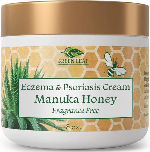 [BRSRMYYZOUARQDL3] Manuka Honey Eczema Cream Moisturizing Lotion Fragrance Free For Psoriasis Relief - Itchy, Dry Skin Rash Ointment - Skin Soothing Moisturizer - Body & Face Cream - Kids & Adults 8oz
