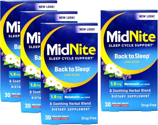 [BRSWKGYIBJYGGE36] Midnite Sleep Aid for Occasional Sleeplessness, 30 Chewable Cherry Tablets Each (Value Pack of 4)