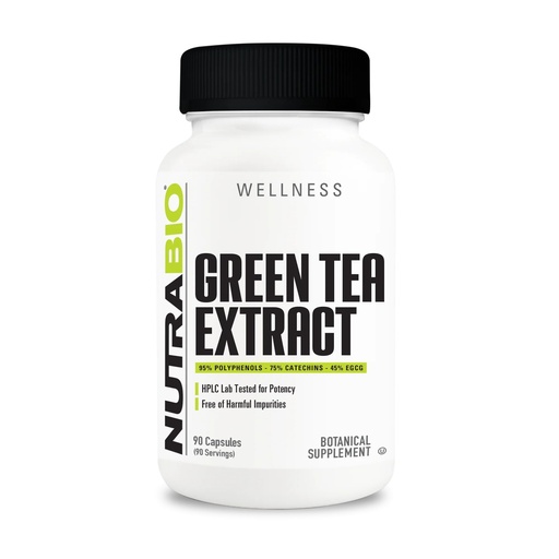 [BRSW2HD6CMHQKDI6] NutraBio Green Tea Extract Capsules, 500mg, Adds Antioxidant Benefits and Helps Overall Health and Well-Being, 90 Count