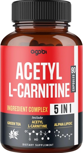 [BRSRMBDYCMIWACTF] Acetyl L-Carnitine Supplement - 2600mg 3 Months - Blended with Alpha Lipoic Acid, Green Tea, Green Coffee Bean & Raspberry Ketones - Memory & Brain Health Support, Non-GMO - 90 Vegan Capsules