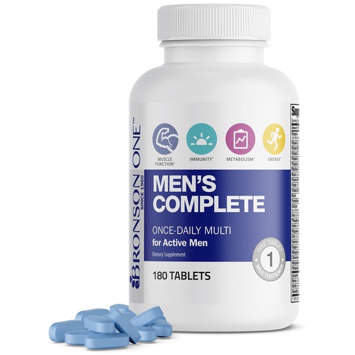 [BRSW22TROAHQA33B] Bronson ONE Daily Men’s Complete Multivitamin Multimineral Once-Daily Multi for Active Men, 180 Tablets