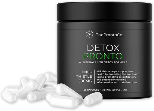 [BRSRAH33BYCWA2TJ] Pronto Liver Detox Supplement - Milk Thistle Extract 200mg, Lever Reiniging & Support Pillen, Detox Formule voor Lever Gezondheid, 50 Capsules