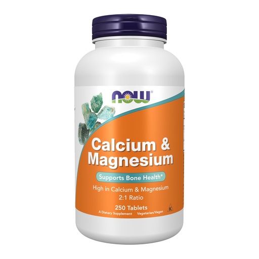 [BRSWIYT3PMCQ4YDM] NOW Foods Supplements, Calcium & Magnesium 2:1 Ratio, High Potency, Supports Bone Health*, 250 Tablets