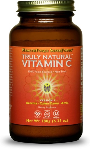 [BRSWYZA3OUNW2HLA] HEALTHFORCE SUPERFOODS Truly Natural Vitamin C - Camu Camu Berry와 면역 지원 보충 - 면역 건강을위한 비타민 C 보충 - Vegan, Non-GMO - 180 그램, 30 서빙