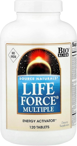 [BRSWIYT3OMAGEEY5] Źródło Naturals Life Force Multiple Iron Free Daily Multivitamin High Potency Esential Vitamin, Minerały, Przeciwutleniacze i składniki odżywcze - Energia i Immune Boost - 120 Kapsułki