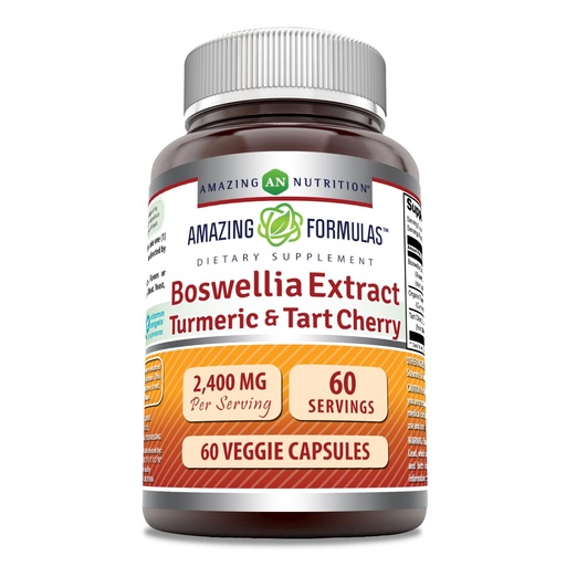 [BRSROGQTOF7RSHTX] Amazing Formulas Boswellia Extract Turmeric and Tart Cherry Supplement | 2400 Mg Per Serving | 60 Veggie Capsules | Non-GMO | Gluten Free | Made in USA