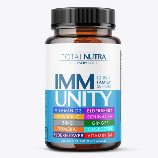 [BRSRAAAFAUGQGELU] 10-In-1 Immune Support Supplement: Immune Boosters for Adults & Kids Daily Immunity Defense with Key Immune System Vitamins Zinc, Vitamin C and D, Plus Elderberry, Quercetin, Echinacea & More, 60 Caps