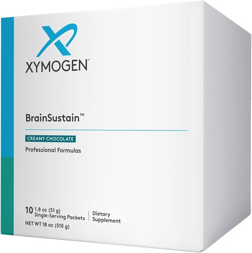 [BRSRMGQTCQBAGDYZ] XYMOGEN BrainSustain Powder - Памет + Brain Support Drink with 19g Pea Protein, B Vitamines, Minerals, Amino Acids, Phosphatidylserine, DHA + CoQ10 - Creamy Chocolate (10 Packets)
