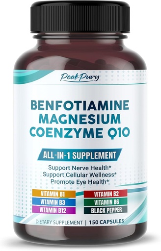 [BRSRAHDYCIIBOG3G] Benfotiamine with Magnesium &quot; Coenzyme Q10 - Supports Nerve Health, Cellular Wellness &quot; Eye Health - Made in The USA- 150 Capsules