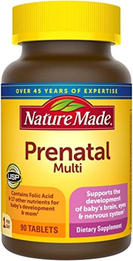 [BRSWIYDQBR4RMCY7] Nature Made Prenatal Multi, 90 Tablets, Folic Acid + 17 Prenatal Vitamins & Minerals to Support Baby Development and Mom, Vitamin D3, Calcium, Iron, Iodine, Vitamin C, and More (Pack of 3)