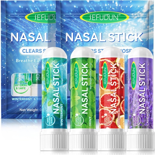 [BRSRAGI5PJ5AM3TD] 8PCS Nasal Stick,Nasal Inhaler Stick,Inhaler Nasal Stick for Sinus Relief&Vertigo Relief,Aromatherapy Inhaler Made with Essential Oils+Menthol (Mint,Wintermint,Tropical,Lavender)
