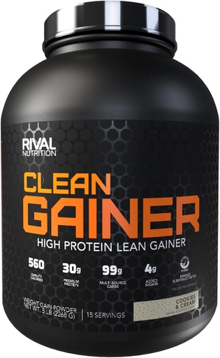 [BRSW2FAEOAMGKETX] Rival Nutrition Clean Gainer - Cookies & Cream, 5lbs
