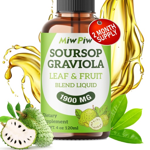 [BRSRAYAYCUFQ4DIY] Soursop Graviola Liquid Drops (4 Fl Oz) - Herbal Cleanse Support with Soursop Bitter Leaf & Fruit - Immunity & Relaxation, Sugar Free, Natural Flavor, Non GMO