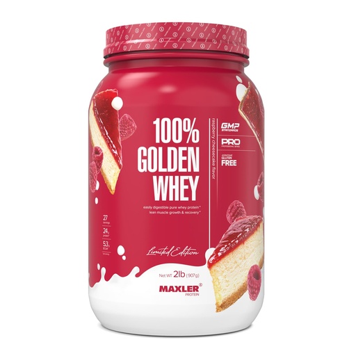 [BRSROEIQDIHQGDL3] Maxler 100% Golden Whey Protein - 24g of Protein per Serving - Whey Protein Powder for Pre Post Workout - Fast-Absorbing Whey Concentrate, Isolate & Hydrolysate Blend - Raspberry Cheesecake 2 lb