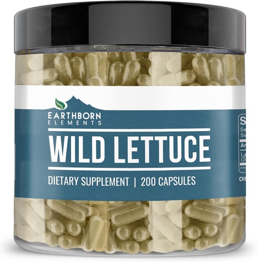 [BRSW2CQTOQIG2CAZ] Earthborn Elements Wild Lettuce 200 Capsules, Pure & Undiluted, No Additives