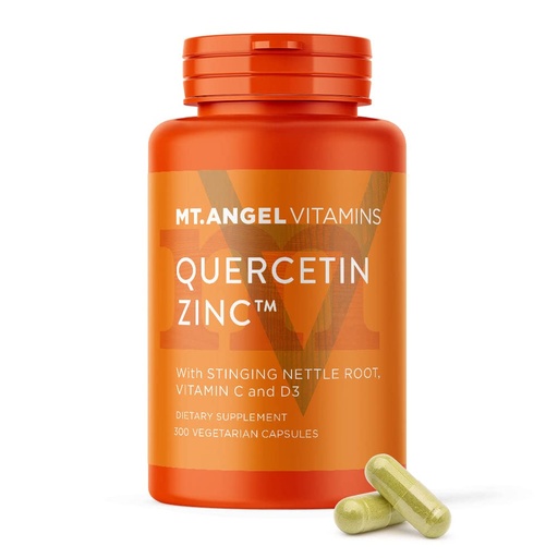 [BRSWY2YHBAJQA3AU] Mt. Angel Vitamins - Zinc Quercetin with Bromelain Supplement – Immune Support & Respiratory Health - Quercetin 500mg Capsules | Zinc 50mg | Vitamin C Capsules | Immune Booster for Adults - 300ct.
